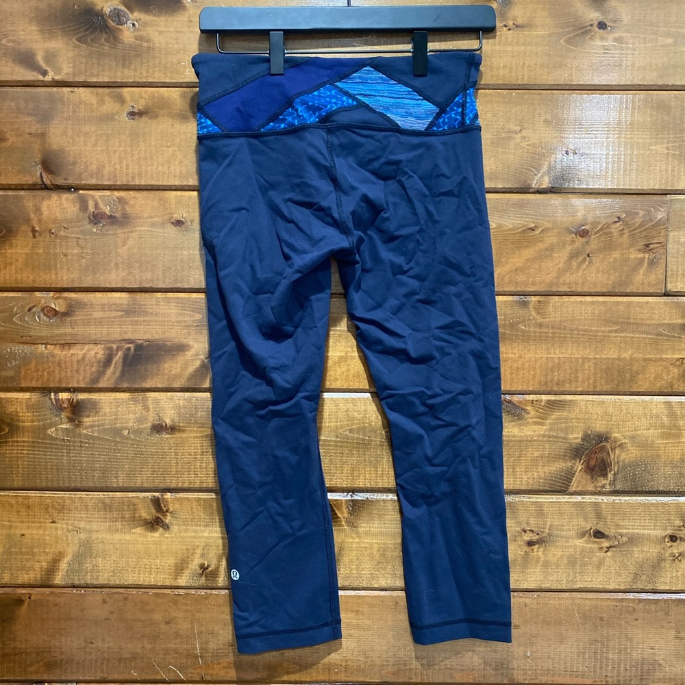 Lululemon Navy Blue Color Block Wunder Under Legg… - image 3